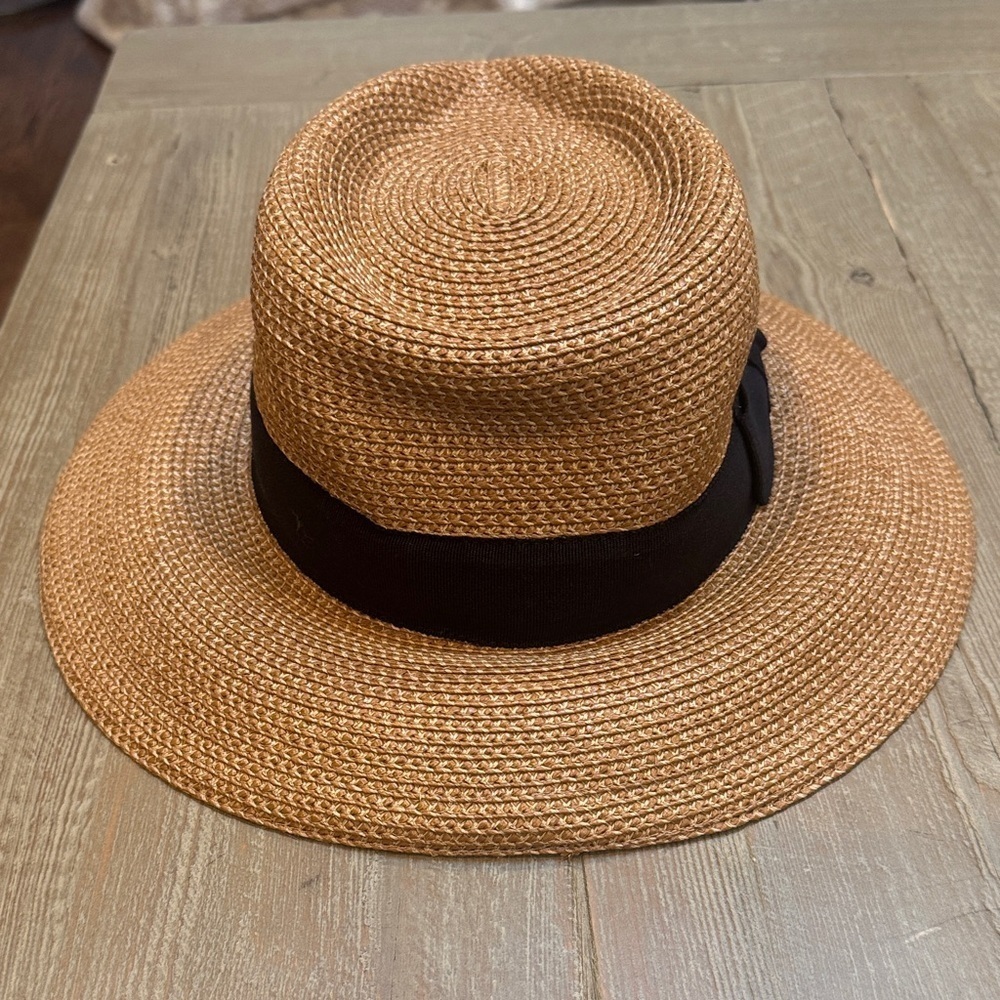 Eric Javits Instinct  Packable Squishee Straw Sun Hat Natural Black - Picture 6 of 8